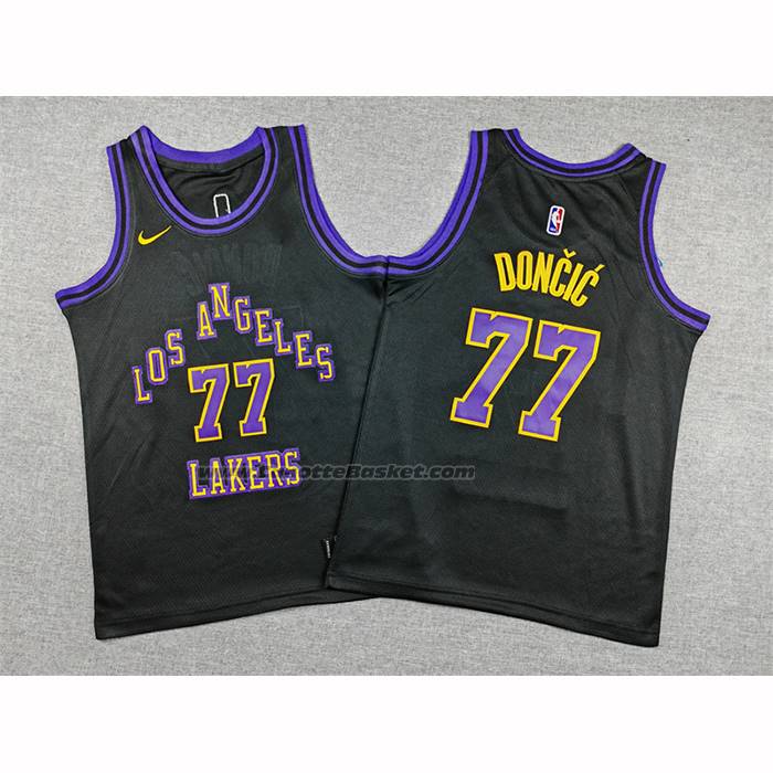 Maglia Bambino Los Angeles Lakers Luka Doncic No 77 Citta 2025-26 Nero